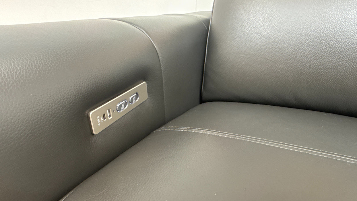 Sofology Kingsbridge Leather 2 Seater Power Recliner in Trusty Embossed Charcoal