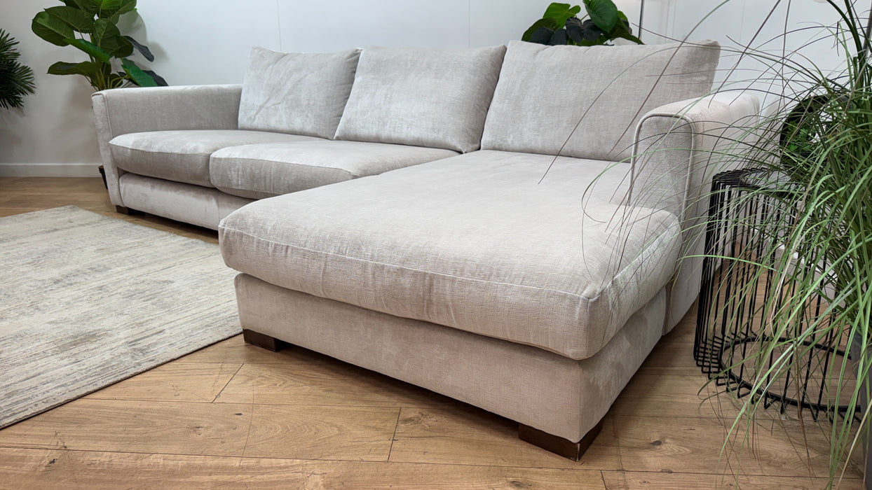 Sofology Majestica Fabric 3 Seater Chaise in Luxe Chenille Oyster Mix