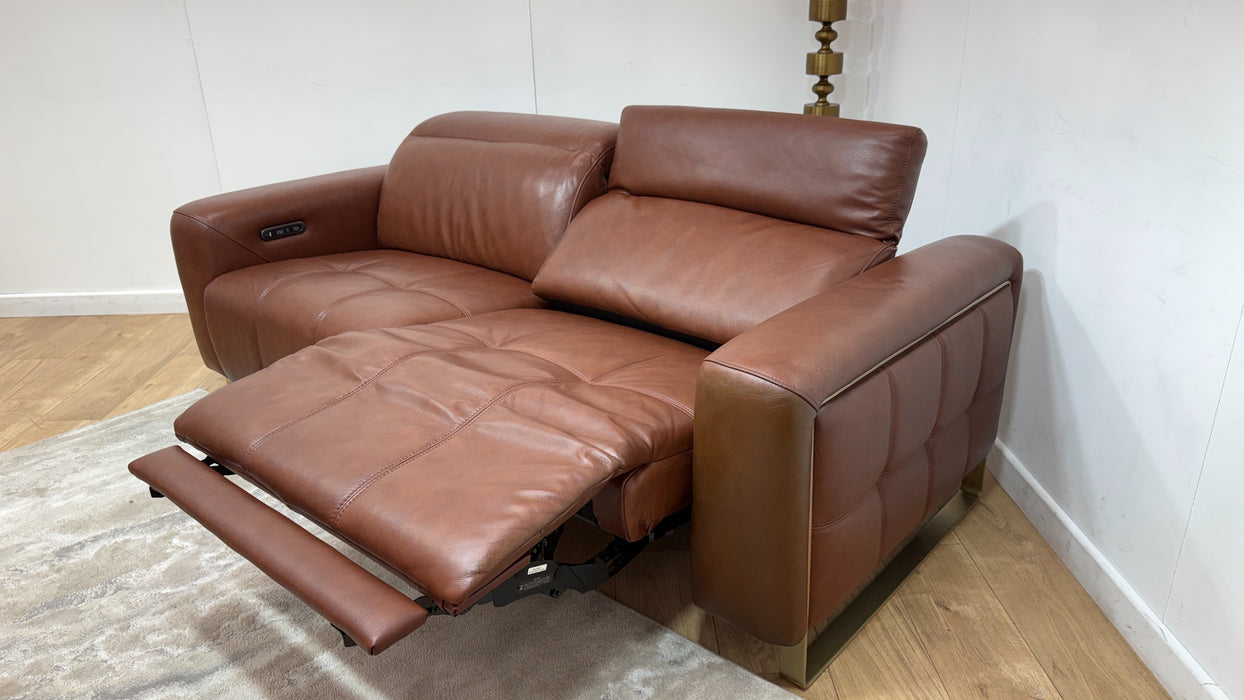 Sofology Marvella Leather 2.5 Seater Power Recliner/Headrest in Trusty Sheen Butterscotch