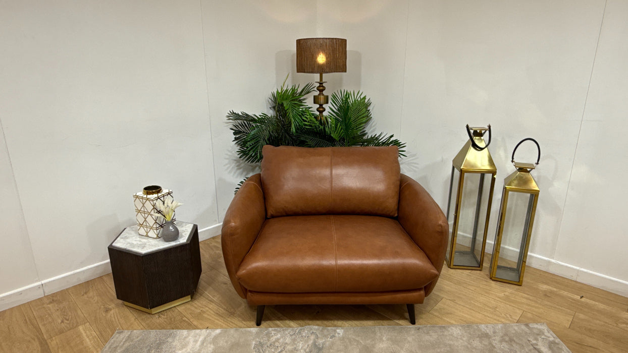 Sofology Adler Leather Loveseat in Relaxed Soft Tan
