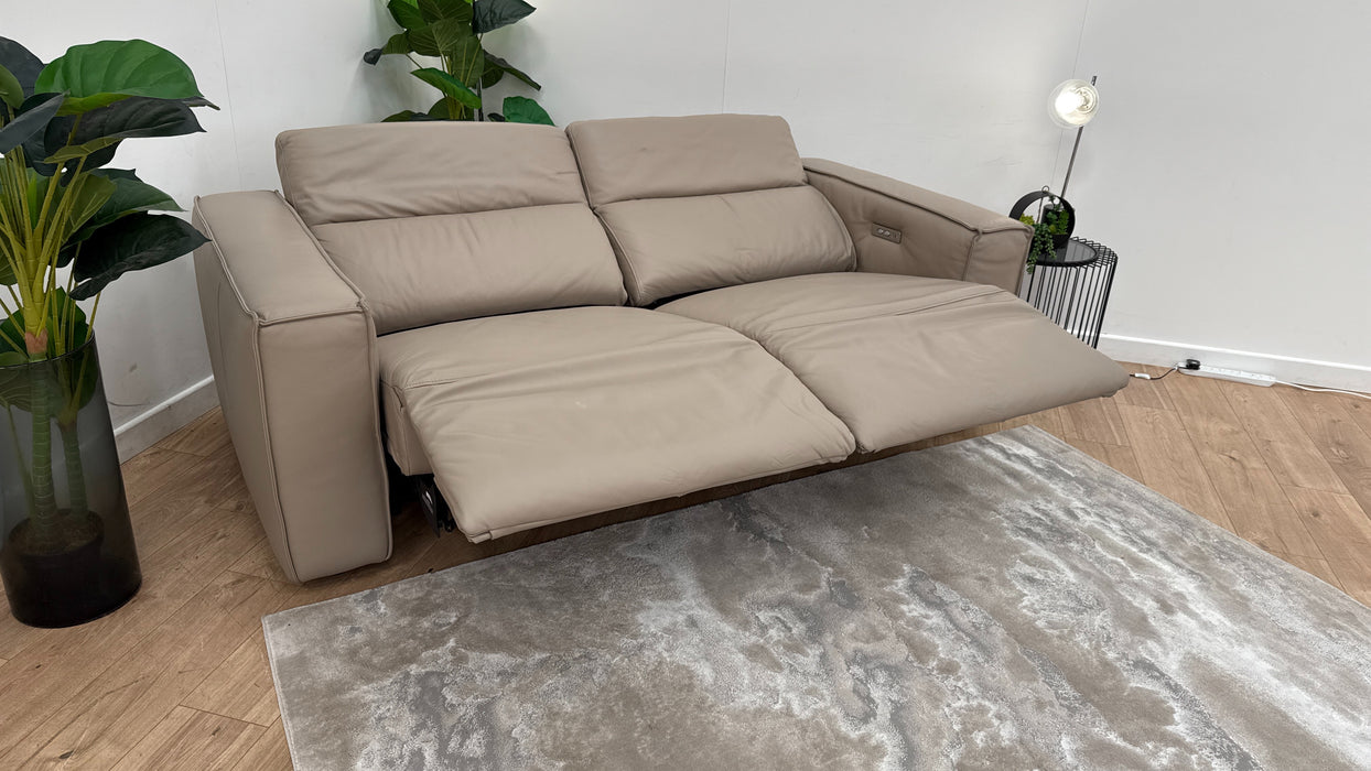 Sofology The Horizon Leather 2.5 Seater Power Recliner/Headrest in Trusty Embossed Stone