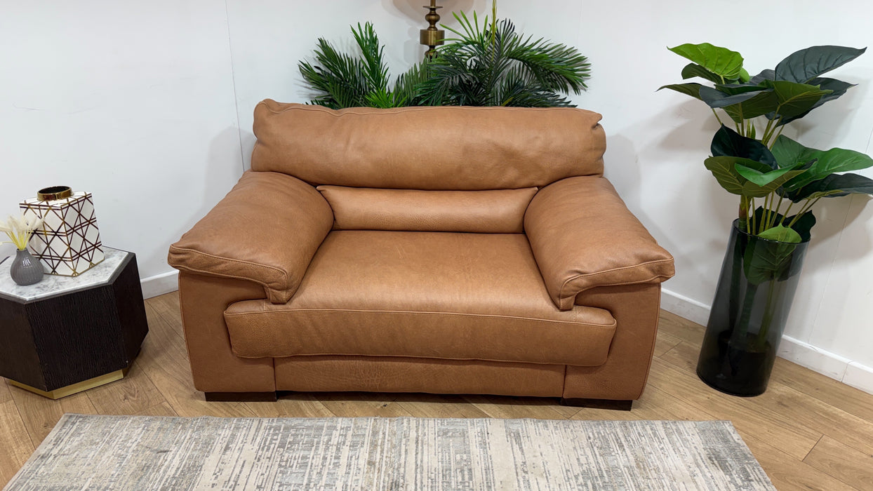 Sofology Santino Leather Loveseat in Apollo Tan