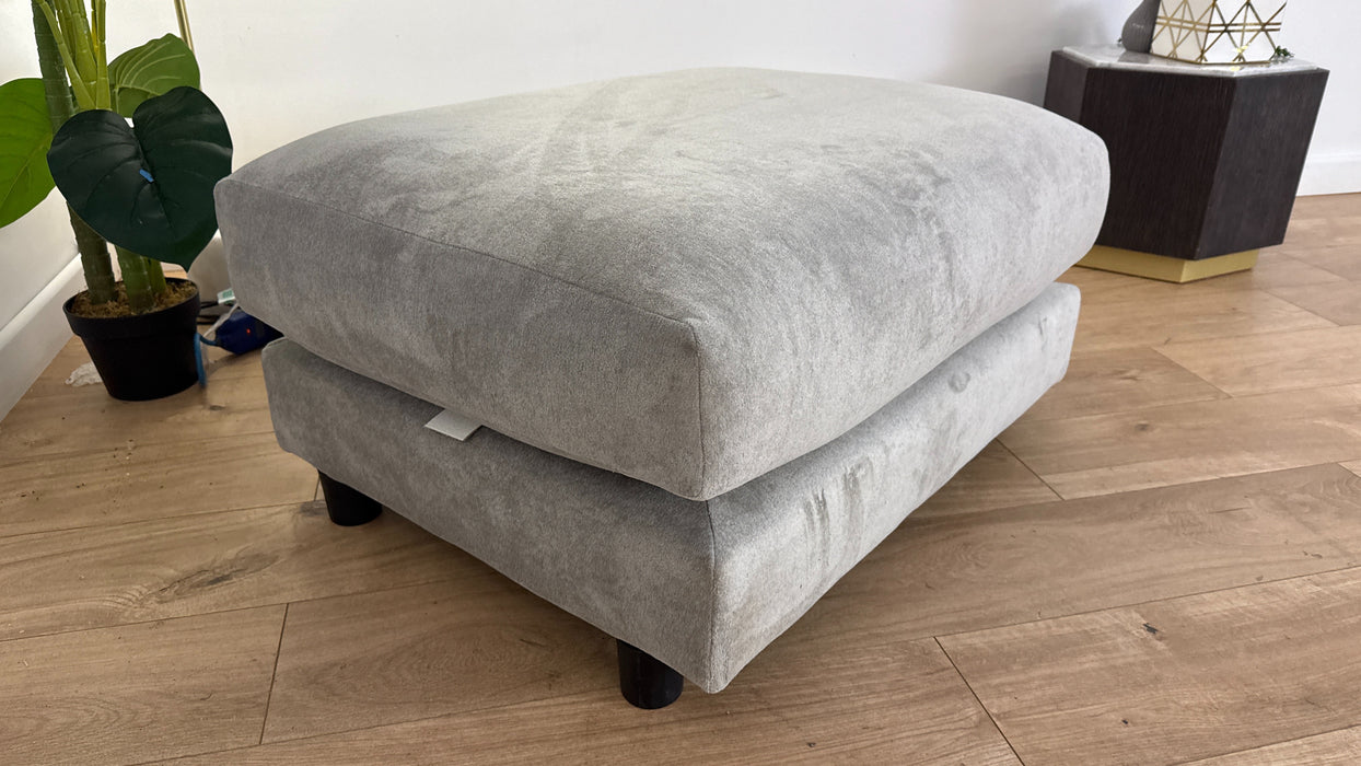 Sofology Wildwood Fabric Footstool in Soft Sherpa Silver