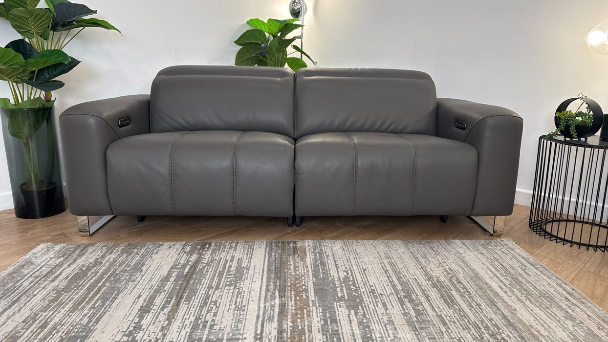 Sofology Marvella Leather 2.5 Power Recliner/Headrest in Trusty Sheen Storm