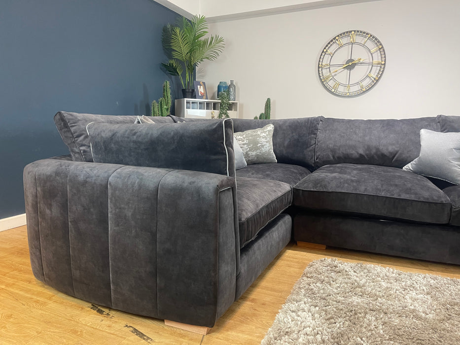 Emperor 1.5 Corner 3 Seater Full Back Lucerne Charcoal Mix Fabric (WA2)