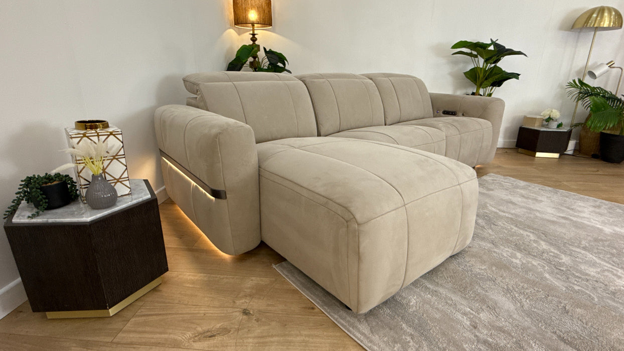 Sofology Lumiere Fabric Recliner Chaise 4 in Stone