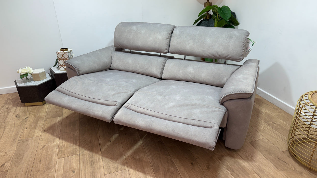Sofology Hugo Fabric 2.5 Seater Power Recliner/Headrest in Lifestyle Flecked Stone
