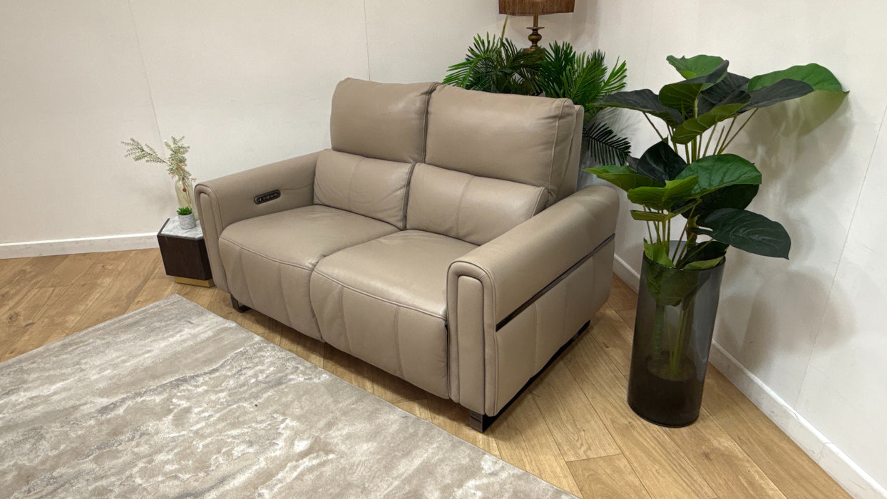 Sofology Ravello Leather 2 Seater Power Recliner/Headrest Lumbar in Trusty Embossed Stone
