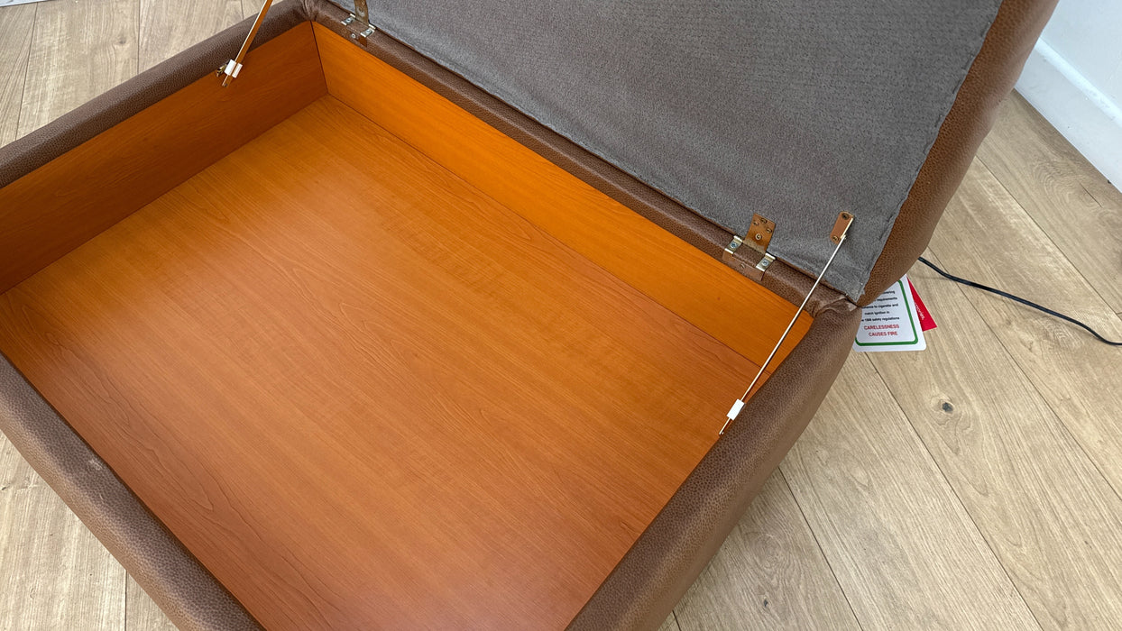 Sofology Linara Leather Storage Footstool in Apollo Espresso