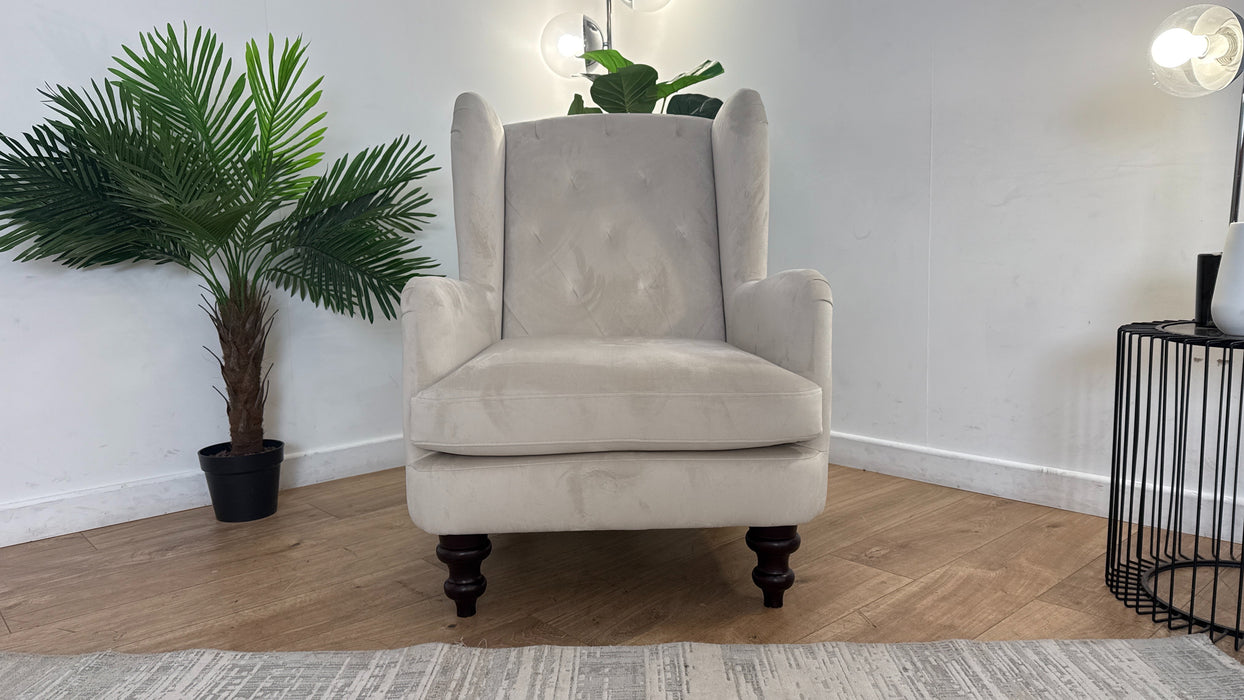 Sofology Kensington Fabric Wing Chair in Matt Velvet Milk
