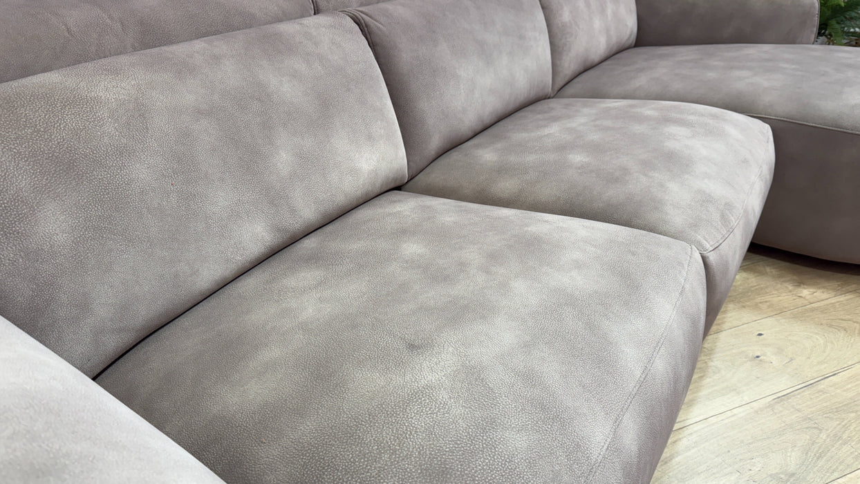 Sofology Serene Fabric 3 Seater Chaise Power Recliner/Headrest in Lifestyle Mottled Latte
