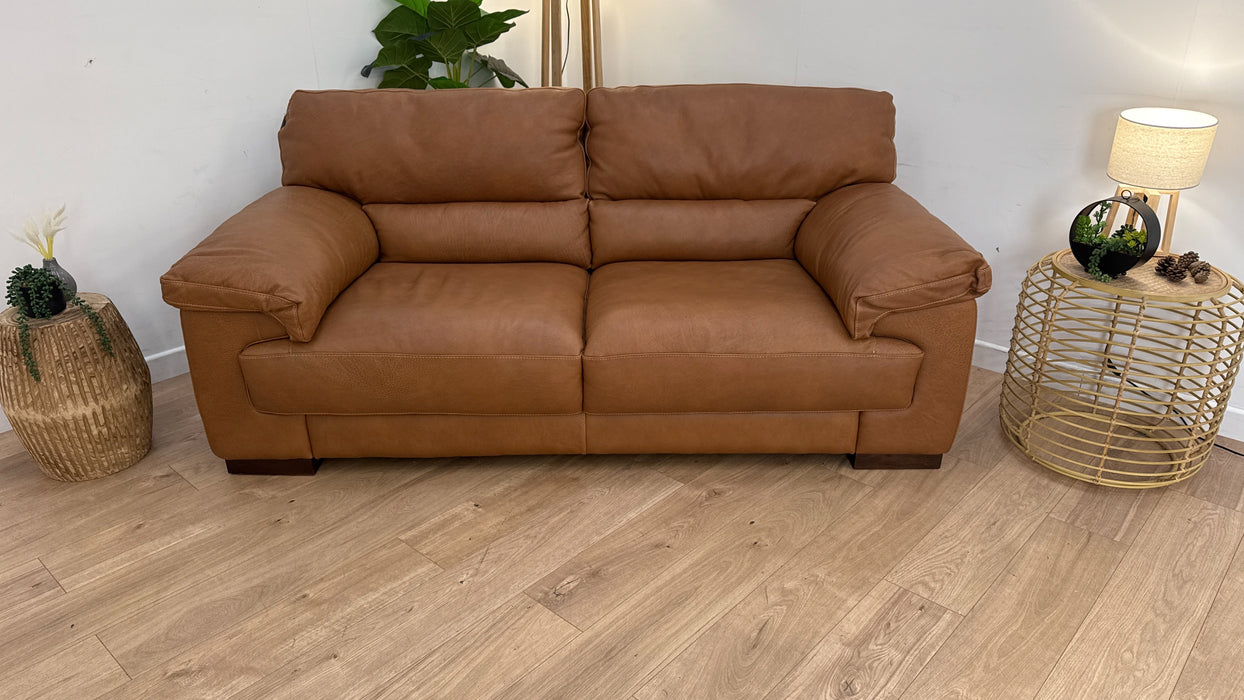 Santino 2 Seater - Leather Sofa - Apollo Tan