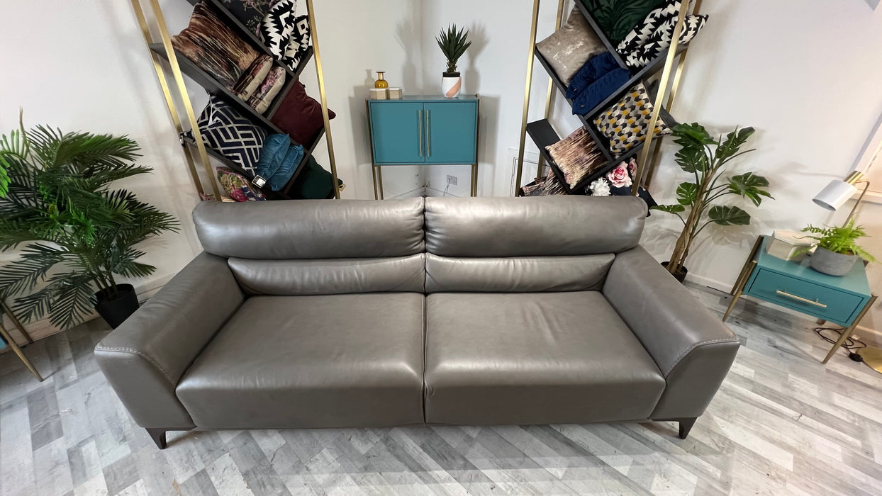 Sassari 4 Seater - Leather Sofa - Caruso Fog