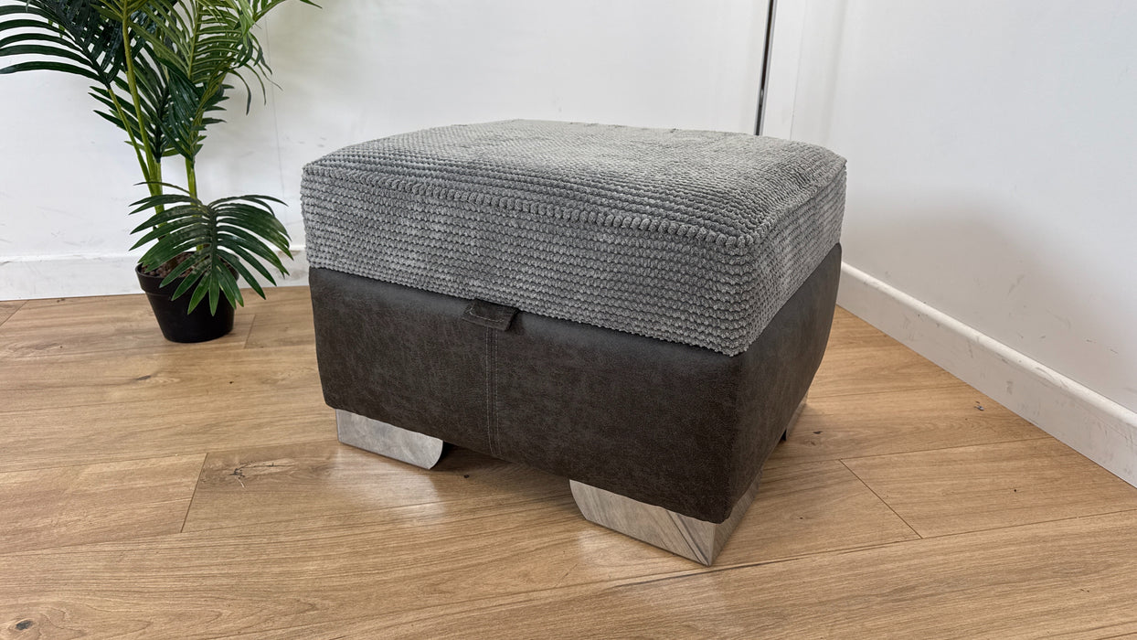 Warner - Storage Fabric Footstool - Charcoal