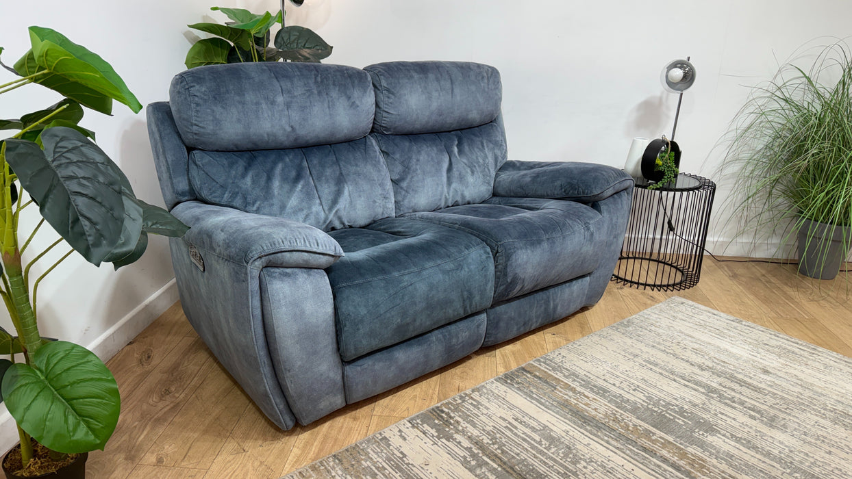 Sofology Radleigh Fabric 2 Seater Power Recliner/Headrest in Decent Teal