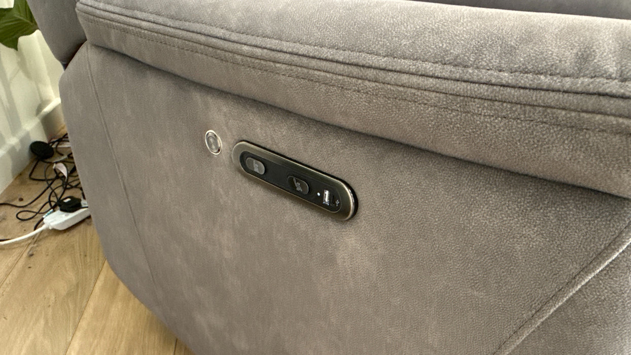 Sofology Bradie Fabric Chair Power Recliner Heated Seat in Lifestyle Flecked Mocha