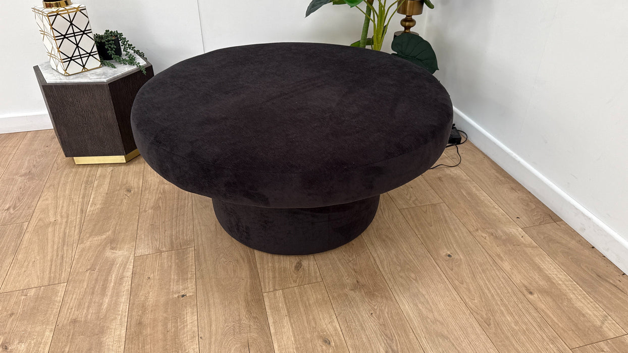 Sofology Luella Fabric Large Designer Footstool in Soft Sherpa Ebony