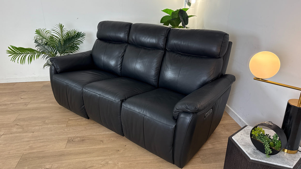 Parker 3 Seater - Leather Power Reclining Sofa - Jet Black