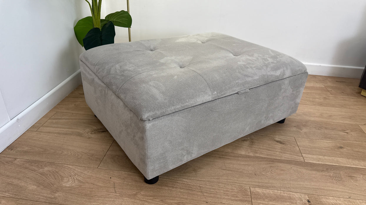 Sofology Ascot Fabric Storage Footstool in Soft Sherpa Silver