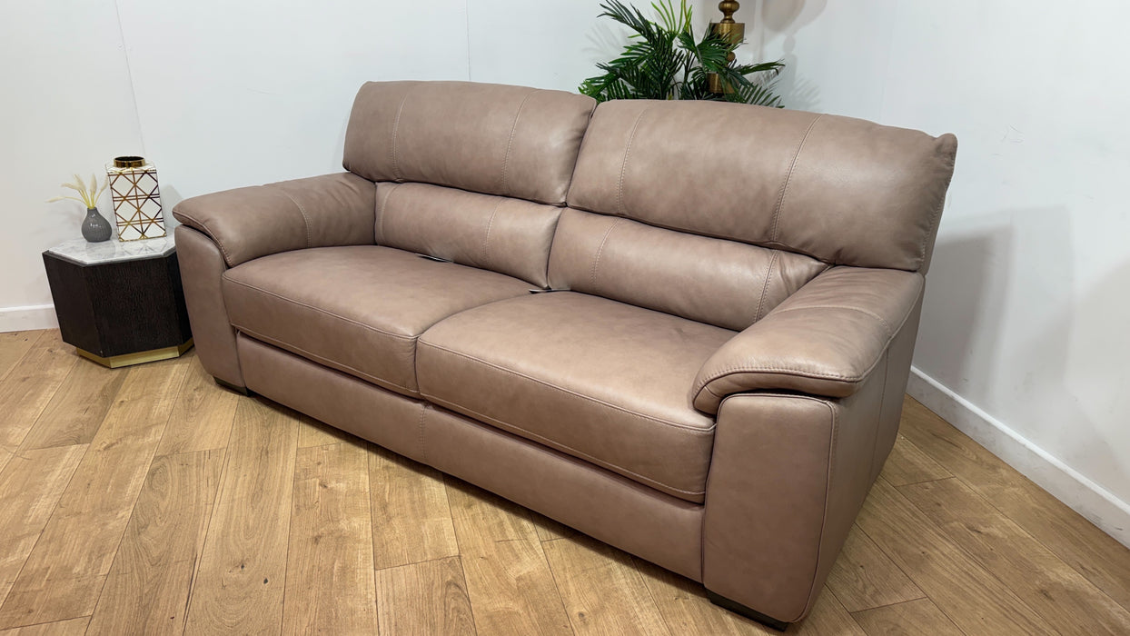 Sofology Santina Leather 3 Seater in Relaxed Soft Stone