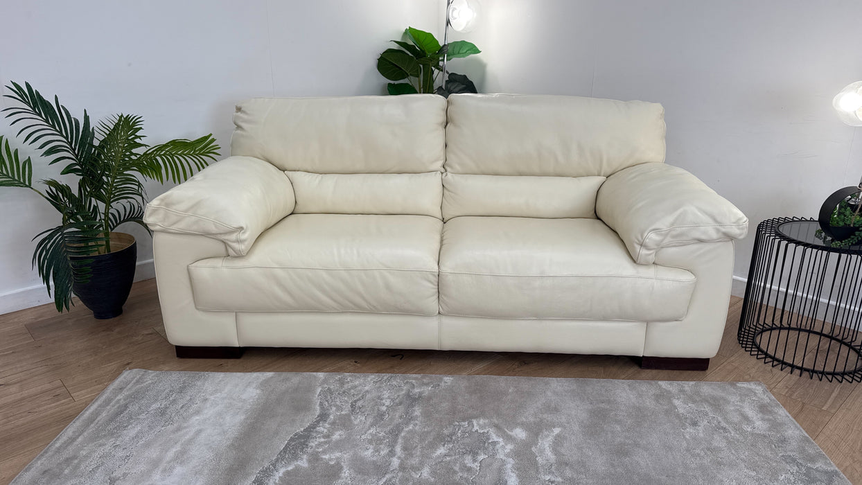Sofology The Santino 3 Seater Leather in Hampshire Vanilla