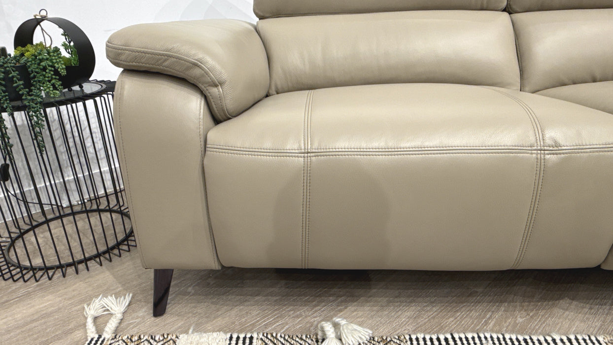 Sofology Bailey Leather 2.5 Seater Power Recliner/Headrest in Trusty Embossed Stone