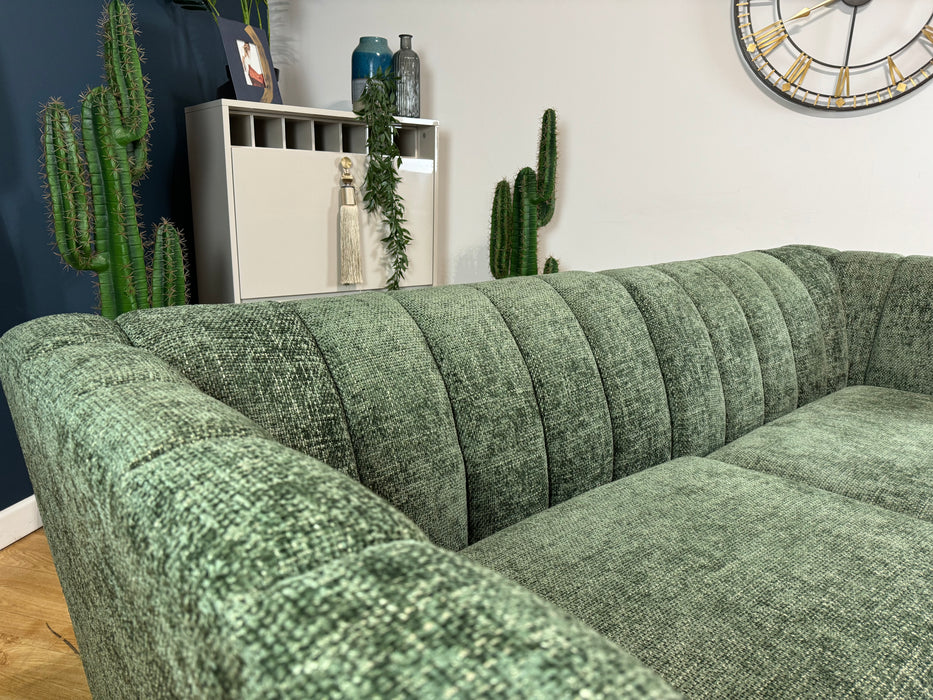 Downtown Fabric 4 Seater Chaise - Basketweave Forest Green - ( WA2 )