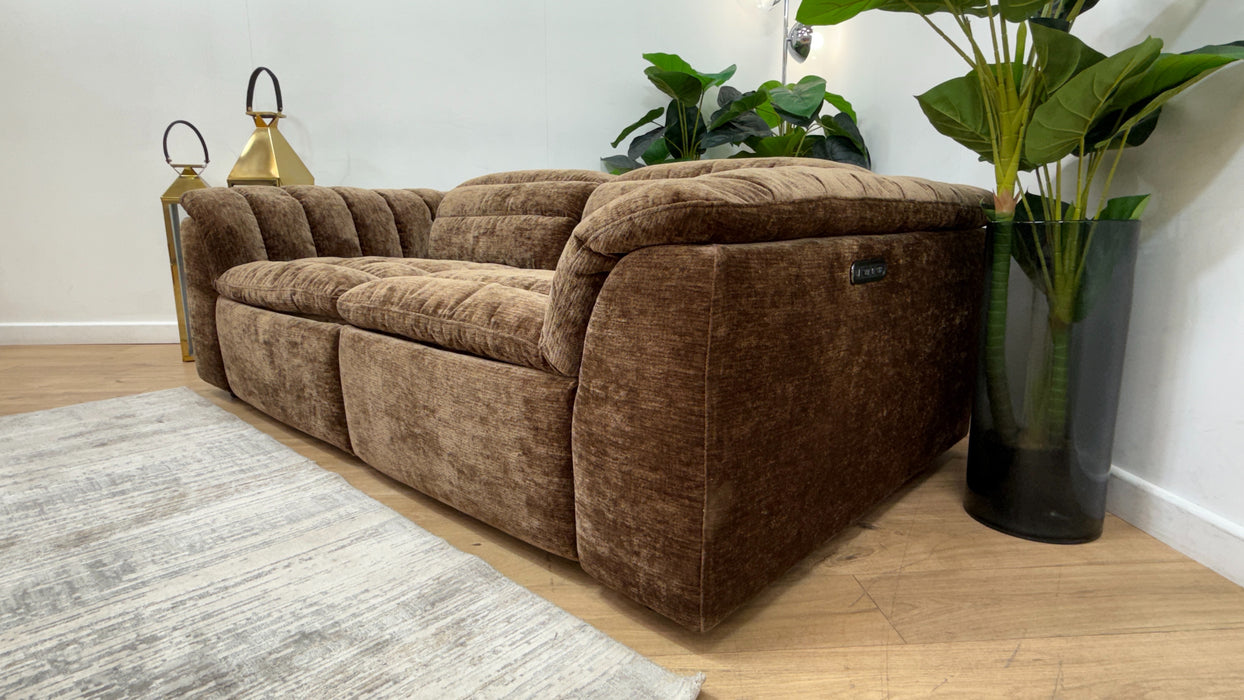 Sofology Olson 2 Seater Power Recliner/Headrest in Fabric in luxury Chenille Bark