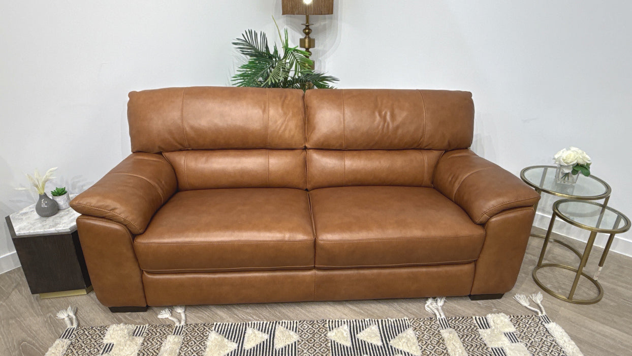 Sofology Santina Leather 3 Seater in Relaxed Soft Tan