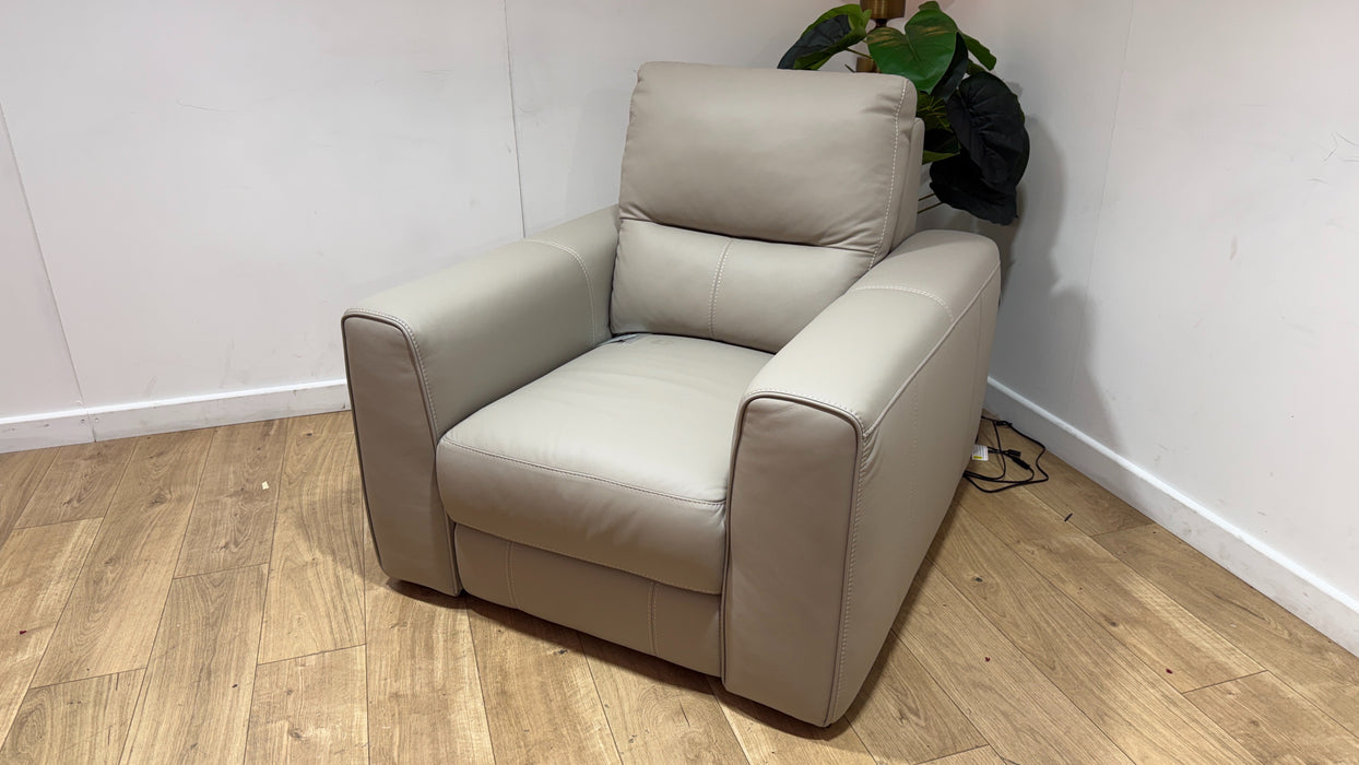Sofology Sample Leather Chair Power Recliner in Trusty Matt Stone