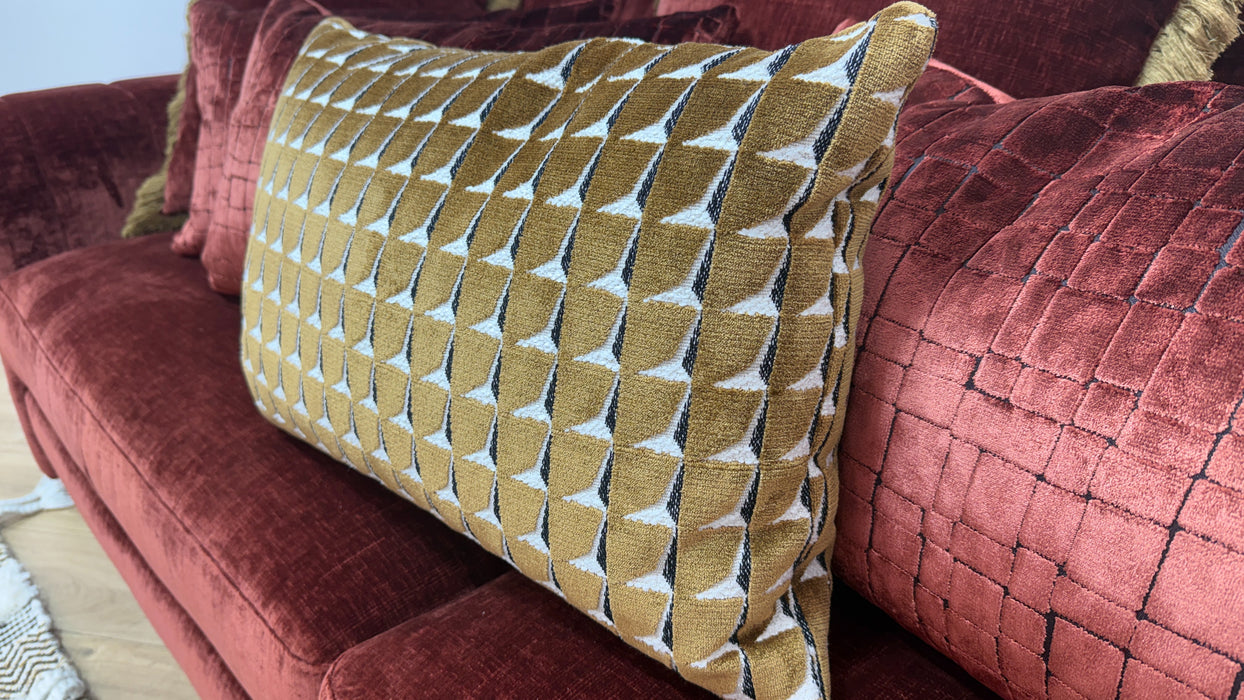 Sofology Regency Fabric 4 Seater Split Foam Seats in Luxe Chenille Burgundy Mix