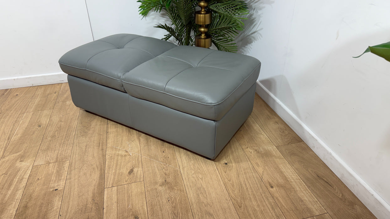 Sofology Marvella Leather Dual Storage Footstool in Trusty Sheen Granite Teal