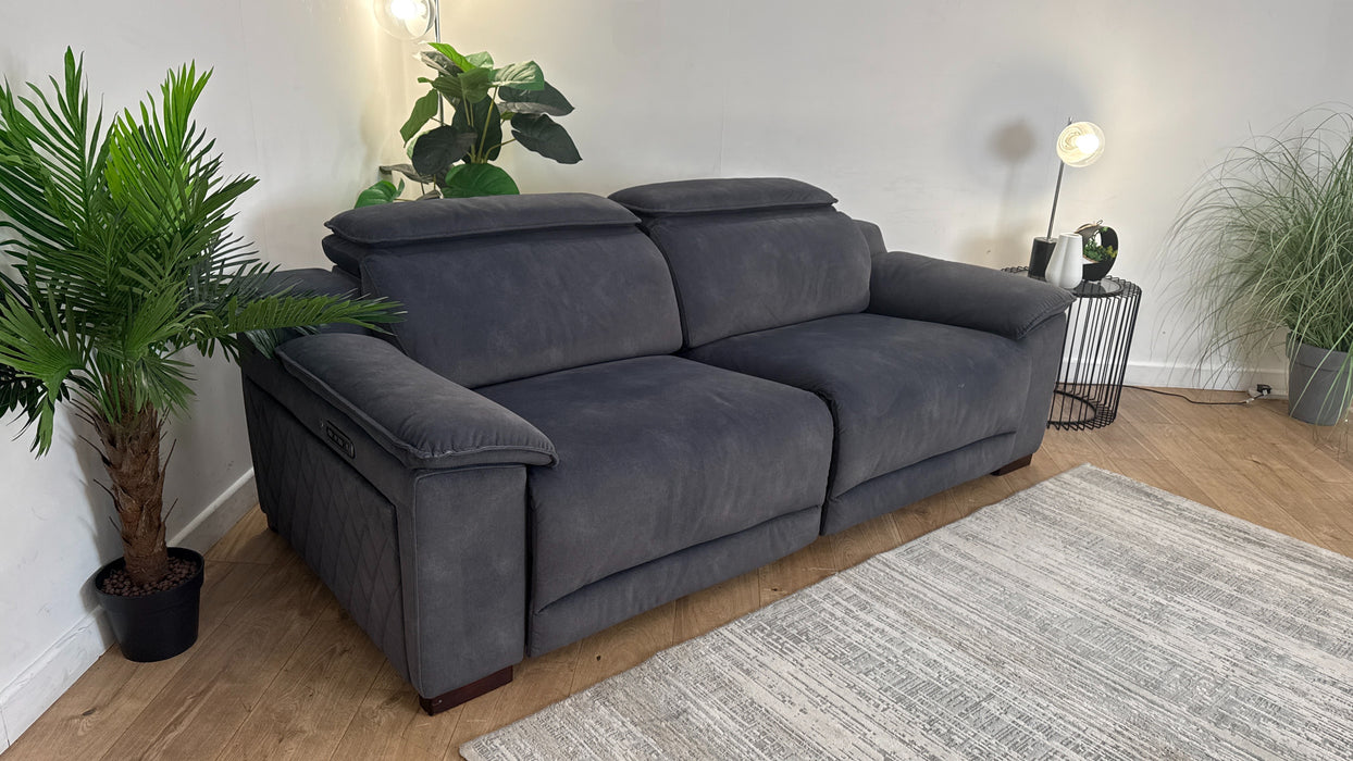 Sofology Benz Fabric 3 Seater Power Recliner/Headrest Heated Seat in Lifestyle Flecked Charcoal