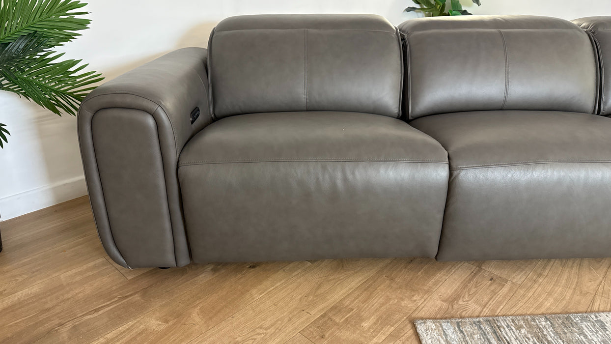 Sofology Premiere 4 Seater Recliner Leather Sofa in Trusty Embossed nGrey