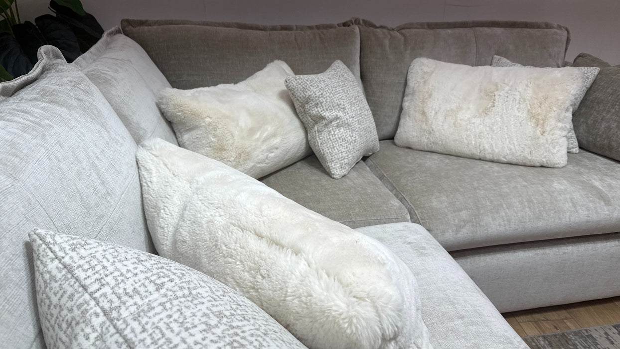 Sofology Portobello Fabric 1 Corner 1 Foam Seats in Luxury Chenille Linen Mix