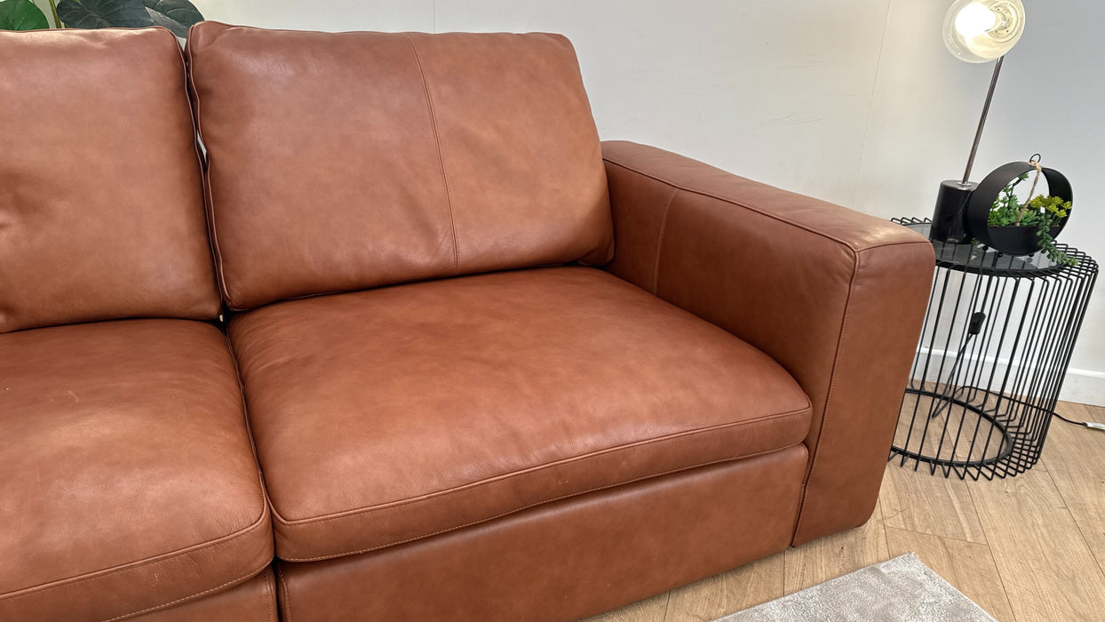 Sofology The Retreat 3 Seater Sofa in Relaxed Soft Leather Tan Mix