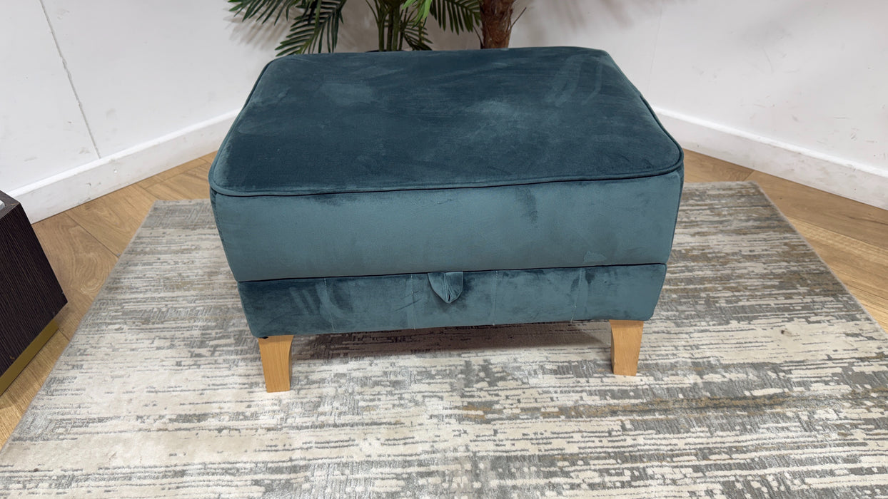 Sofology Fluted Isla Fabric Storage Footstool in Azure All Over