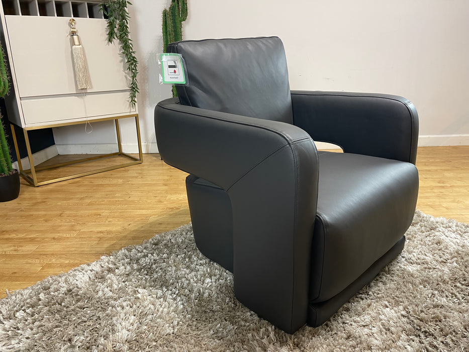 Flex Accent Chair Matt Leather Charcoal (WA2)