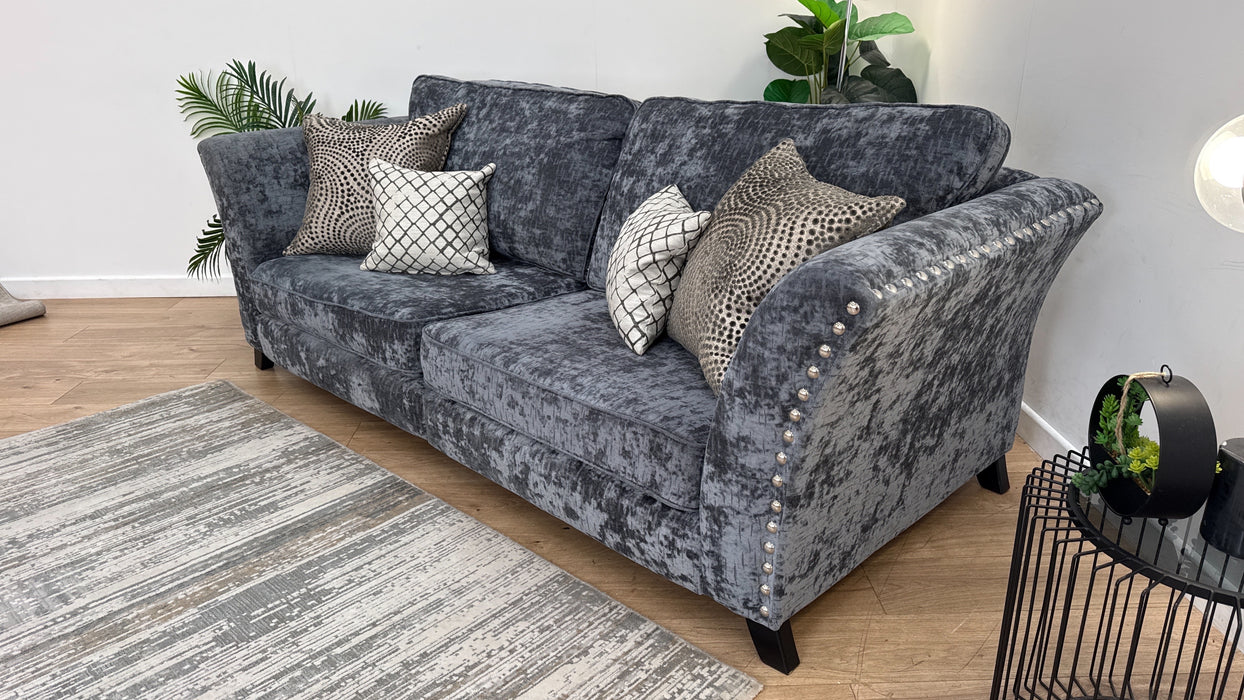 Sofology Fairmont Fabric 4 Seater Split Full Back in Fairmont Charcoal Mix