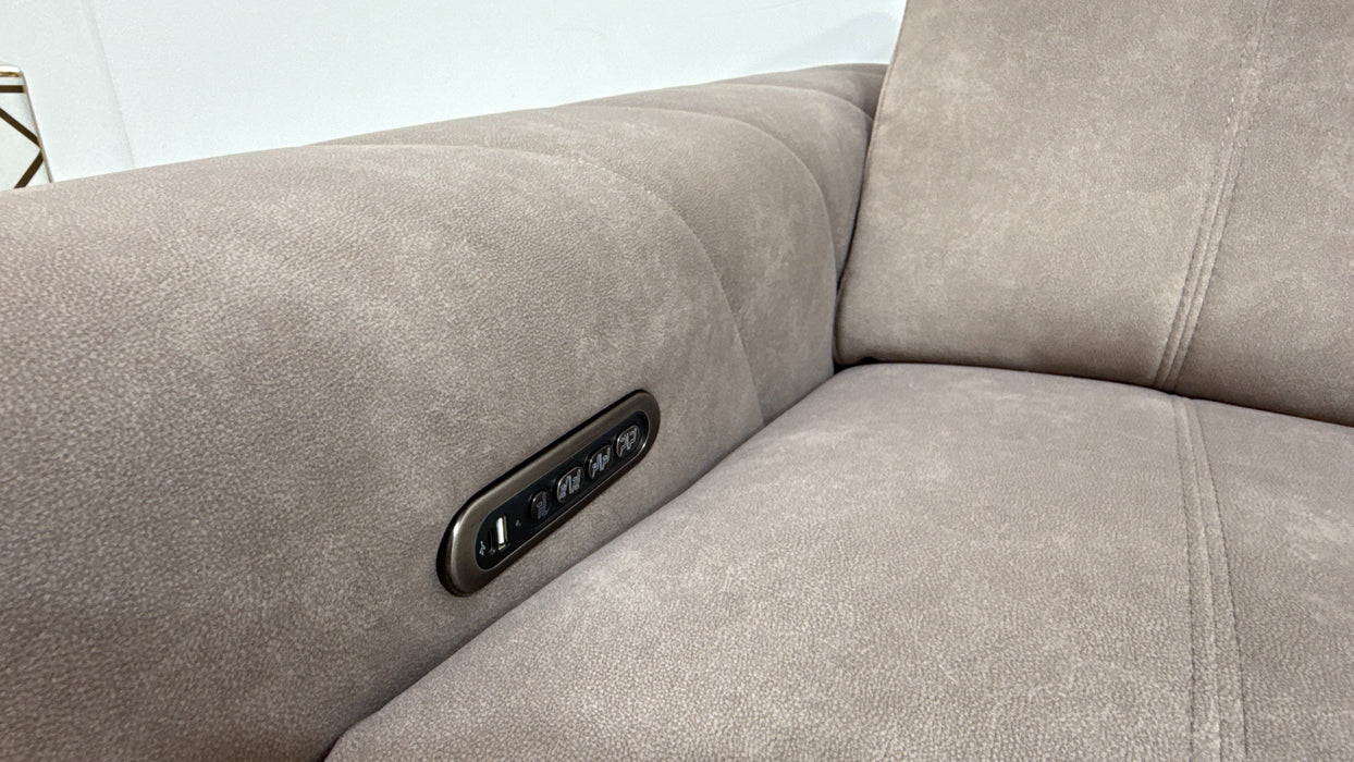 Sofology Allure Fabric 2.5 Seater Screen Console Power Recliner/Headrest Heated Seats Lumbar Speakers in Lifestyle Flecked Nutmeg