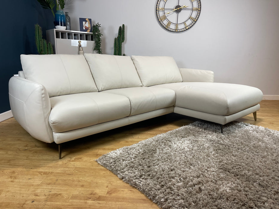 Adler Leather 3 Seater Chaise - Matt Leather Bone (WA2)