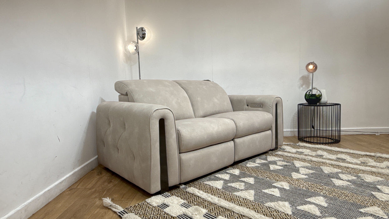 Sofology Kingsbridge Fabric 2 Seater Power Recliner/Headrest Heated Seats in Lifestyle Flecked Ivory