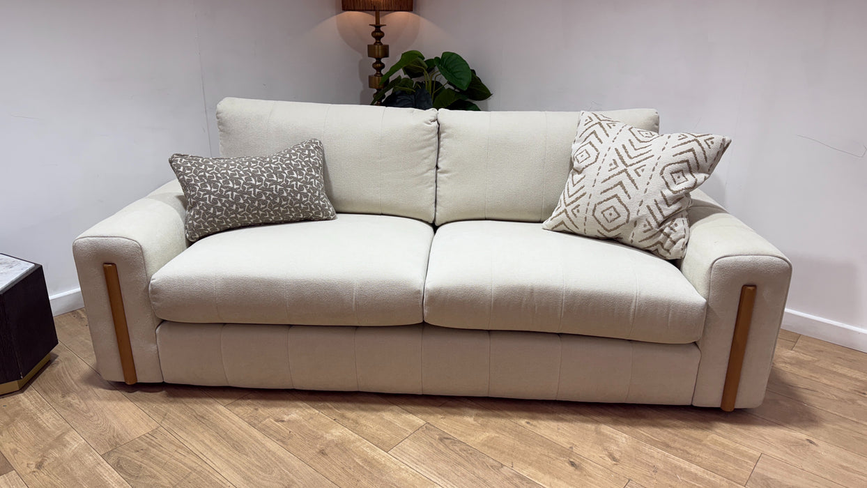 Sofology Soho Fabric 4 Seater Light Wood Trim in Micro Boucle Natural/Natural Mix