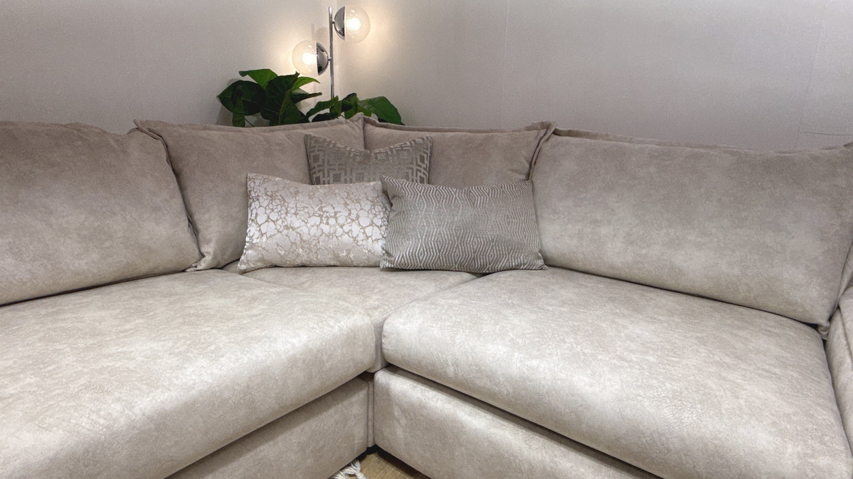 Sofology  Savoy 3 Corner 3  with Console Fabric Sofa in Lifestyle Dapple Marble