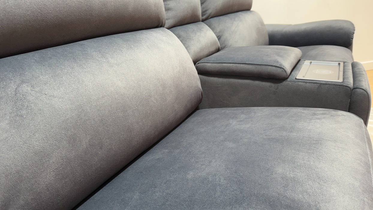 Sofology Ripley Fabric 2.5 Seater Console Power Recliner/Headrest Lumbar Support in Lifestyle Flecked Anthracite