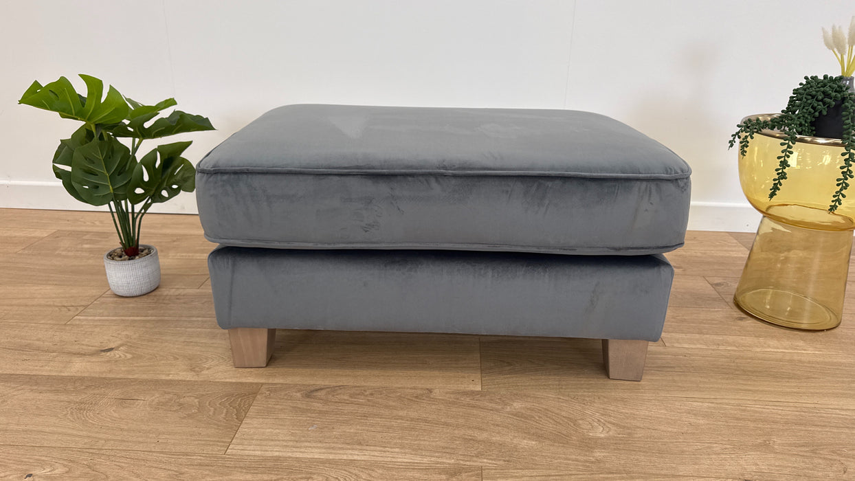 Canterbury Fabric Combi Footstool -  Velvet Granite All Over