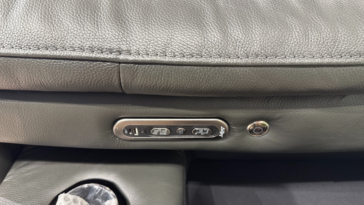 Sofology Portland Leather 3 Console Corner 3 Power Recliner/Headrest Heated Seats in Trusty Embossed Charcoal
