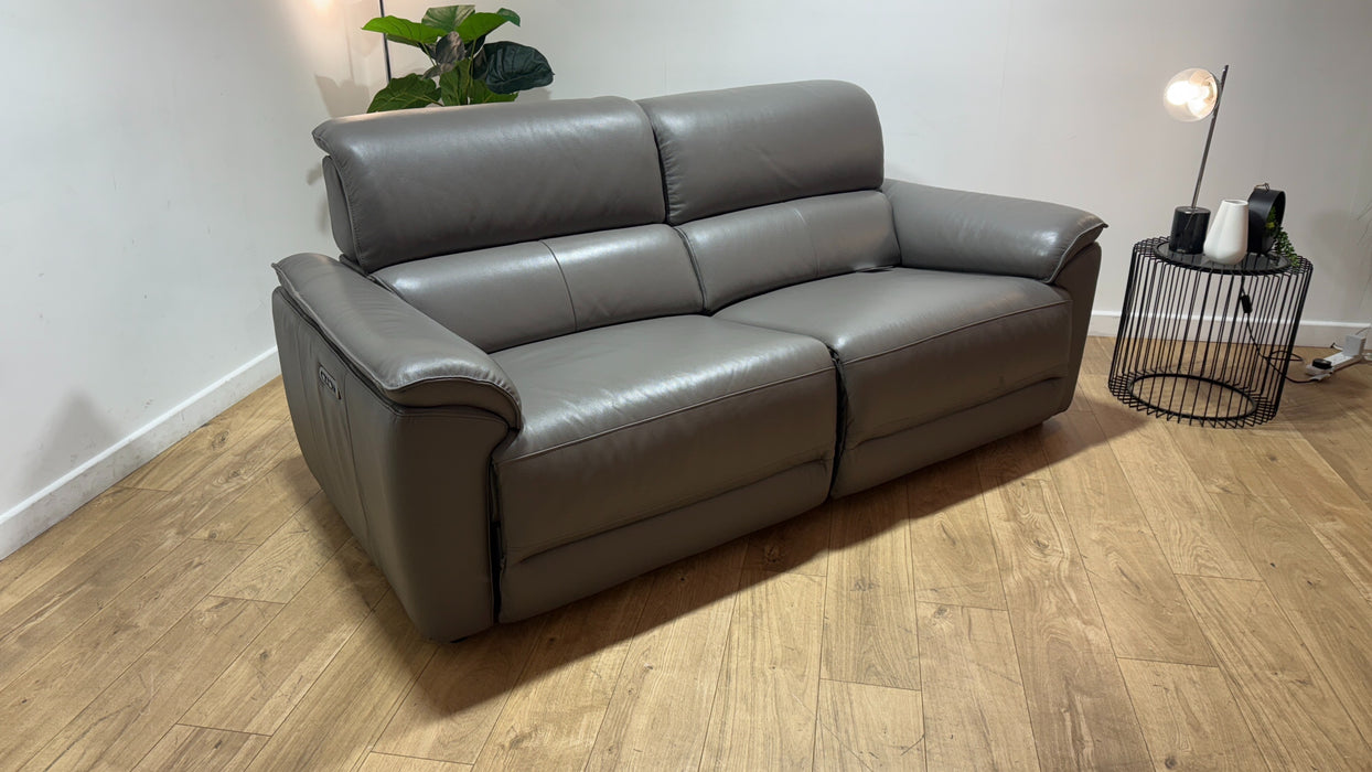 Sofology Hugo Leather 2.5 Seater Power Recliner/Headrest in Trusty Embossed Elephant