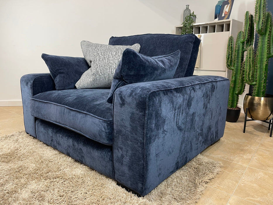 Laurent Fabric Loveseat - Deep Pile Chenille Denim Foam Seat (WA2)