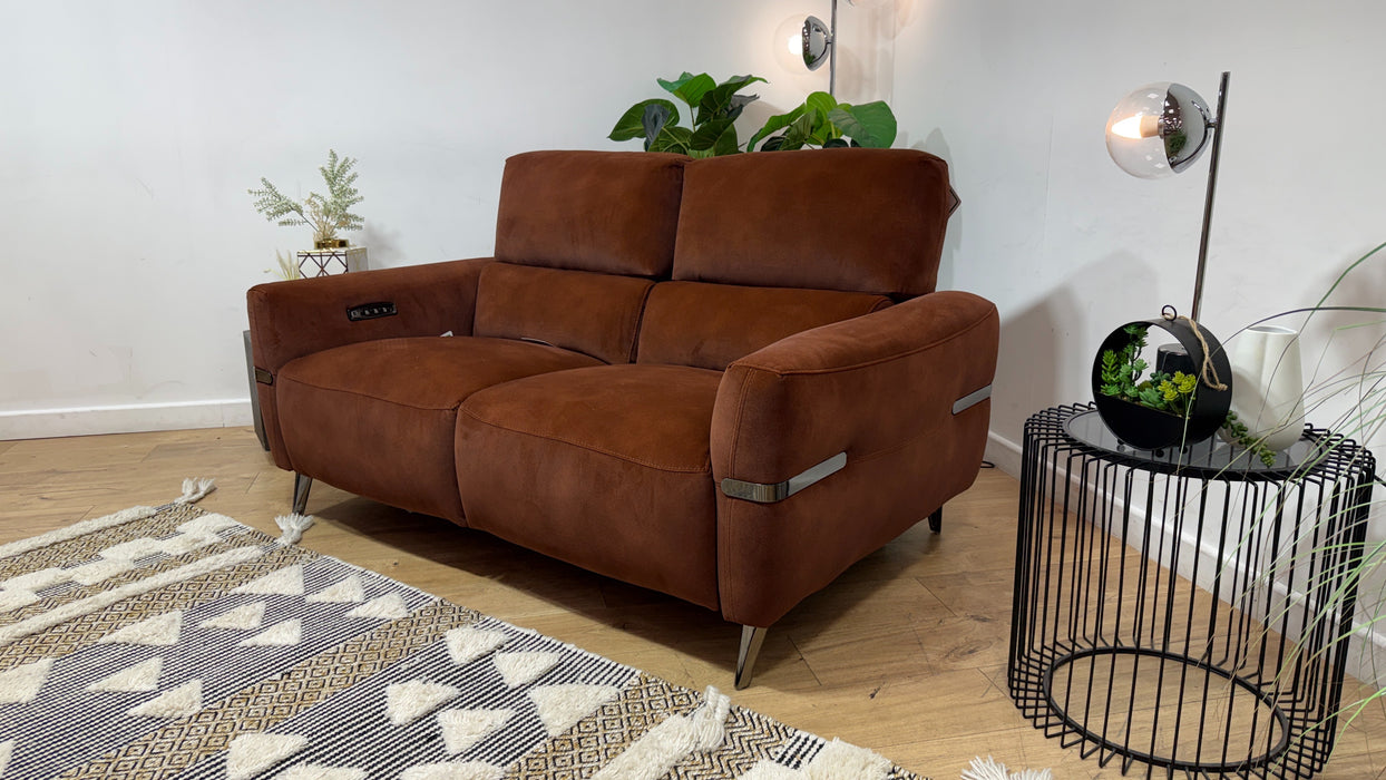 Sofology Arlington Fabric 2 Seater Power Recliner/Headrest Lumbar Support in Lifestyle Mottled Rust